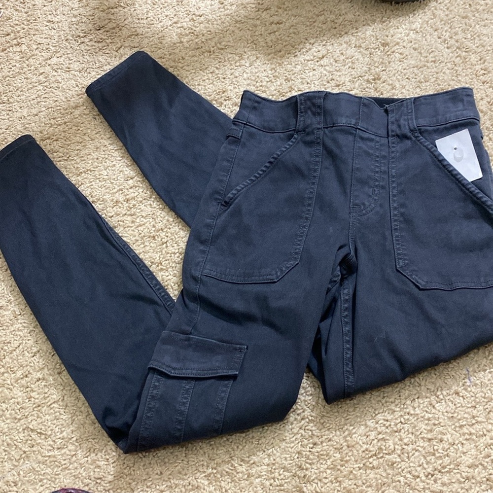 Spanx dark gray cargo stretch pants twill ankle New with tags